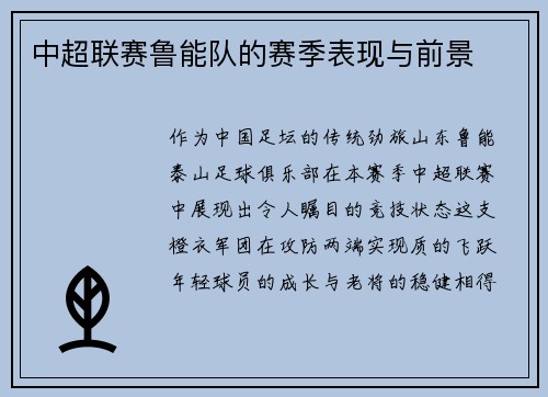 中超联赛鲁能队的赛季表现与前景